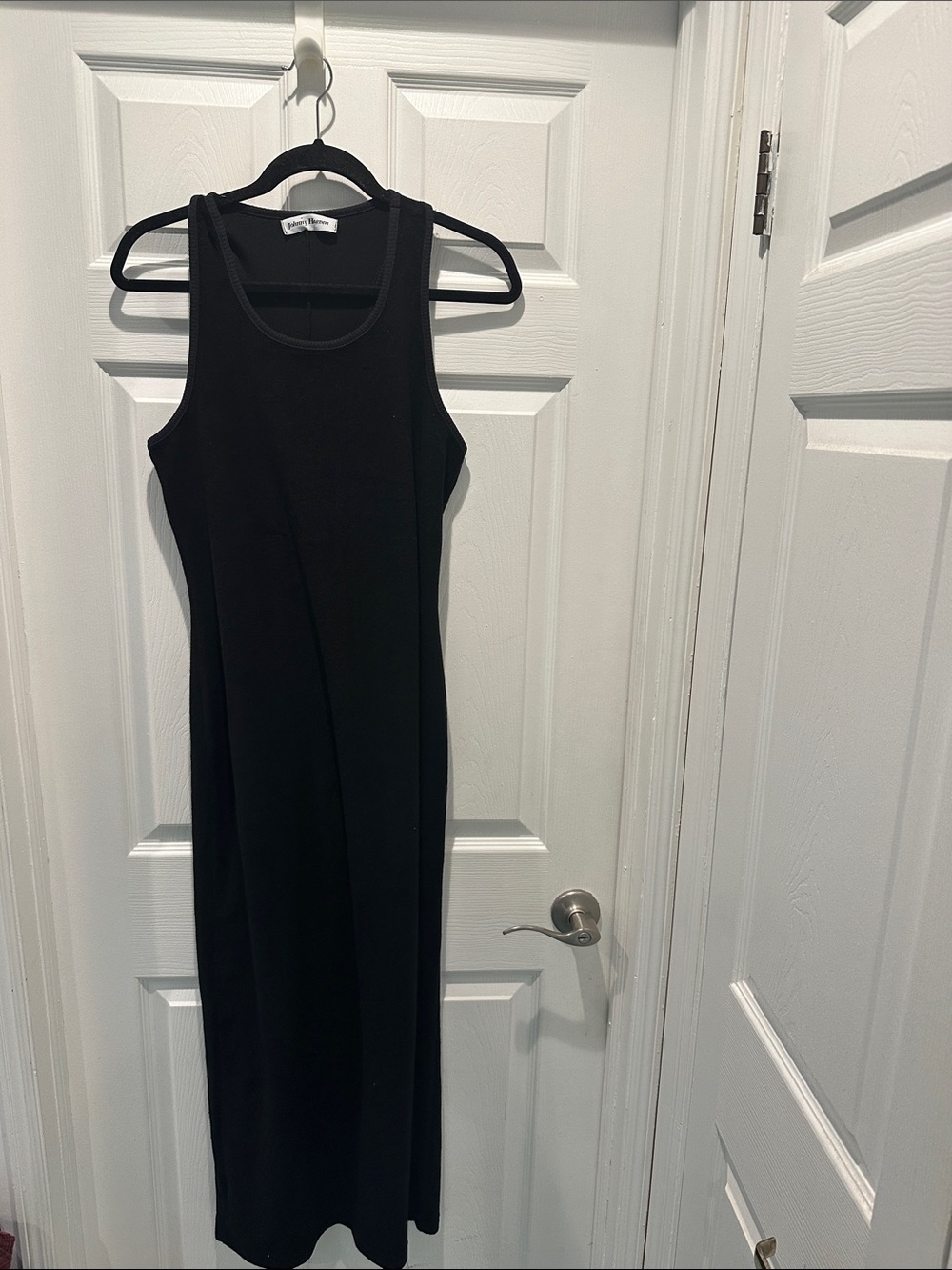 Sleeveless Black terricloth Maxi Tank Dress - Classic Everyday Style Size L